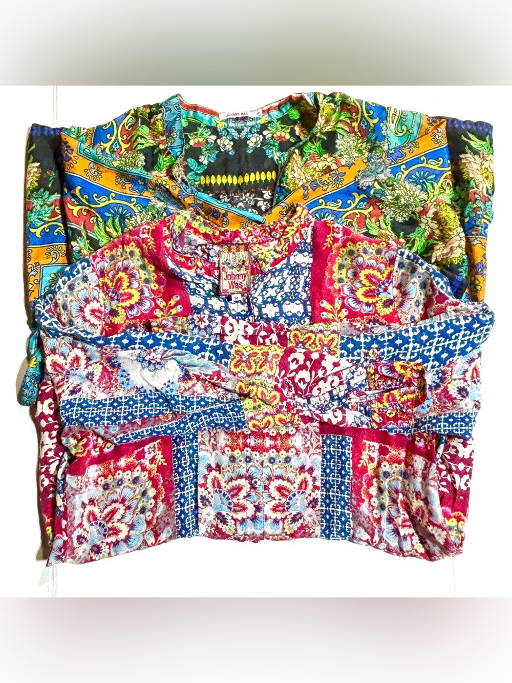 Johnny Was 2 Pc Bundle Silk Boho Floral Tunic Blouses S M